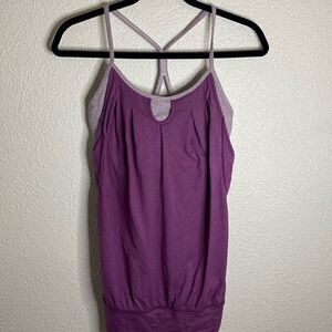 Lululemon-No Limits Purple Built In Shelf Bra Racer Back Active Tank Top- Size 6